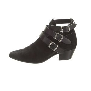 YSL - SAINT LAURENT Suede Cutout Accent Western Boots